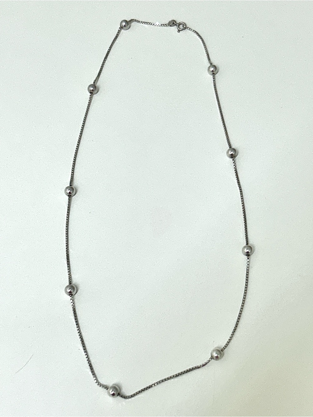 Vintage Sterling Silver Beaded Box Chain Necklace - Picture 16 of 16